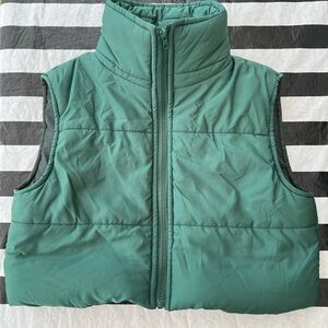 SHEIN Hunter Green Crop Puffer Vest
